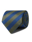 Greenvale Olive Navy Stripe Necktie - olive and navy stripe detail - OTAA