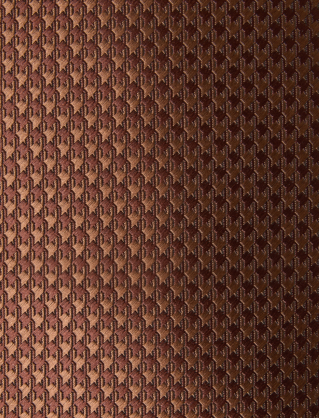Hazelmere Cognac Houndstooth Necktie - knotted view, brown houndstooth - OTAA