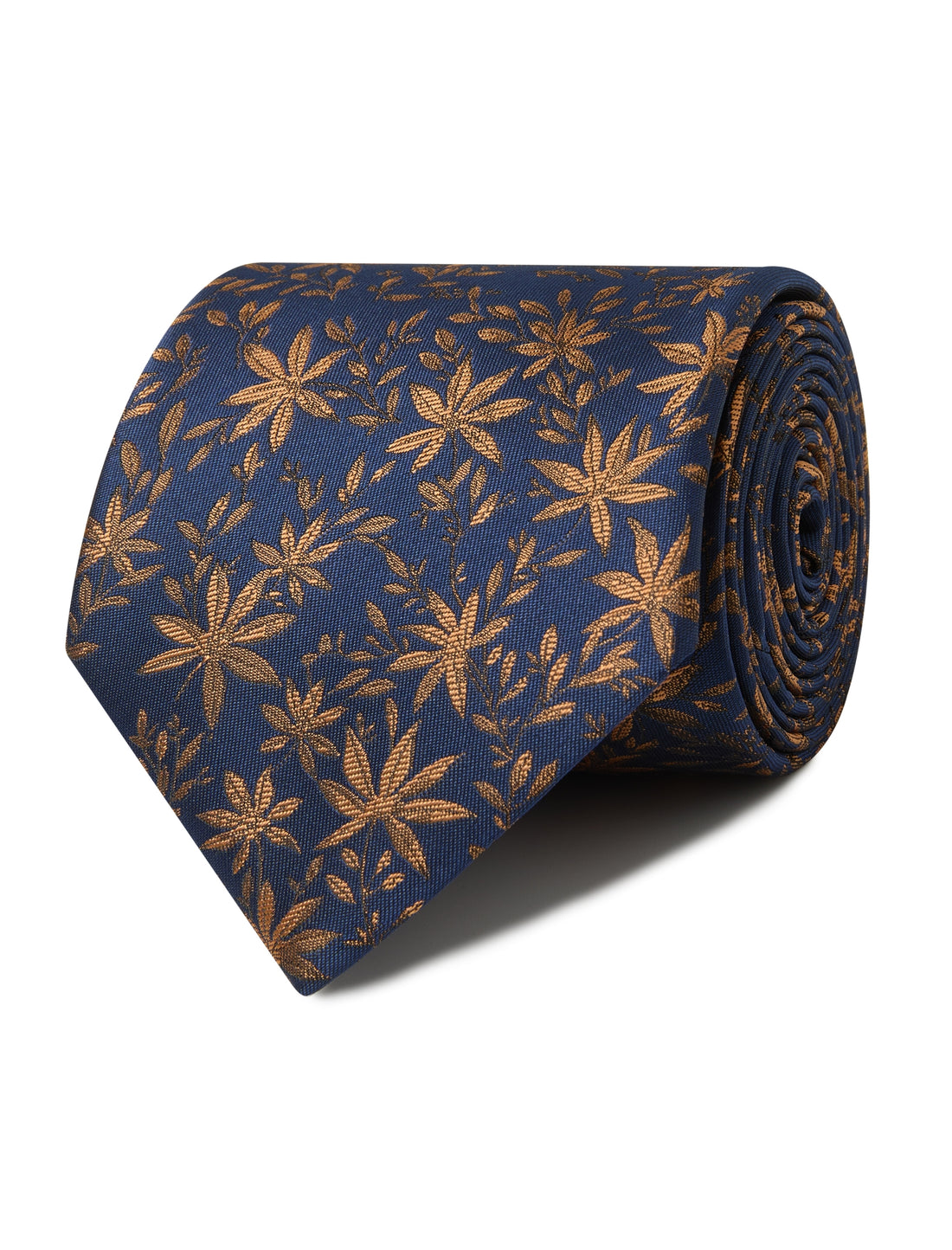 Navy Autumn Amber Necktie - navy and amber pattern detail - OTAA