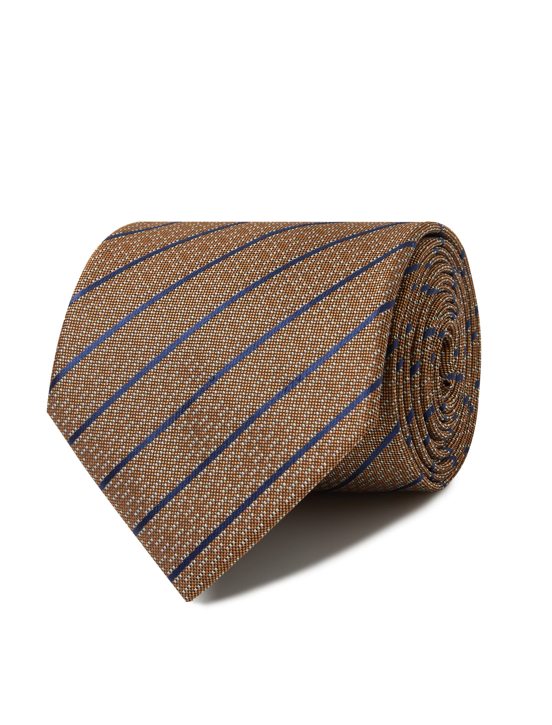 Bridgeport Stripe Necktie - brown and navy stripe detail - OTAA