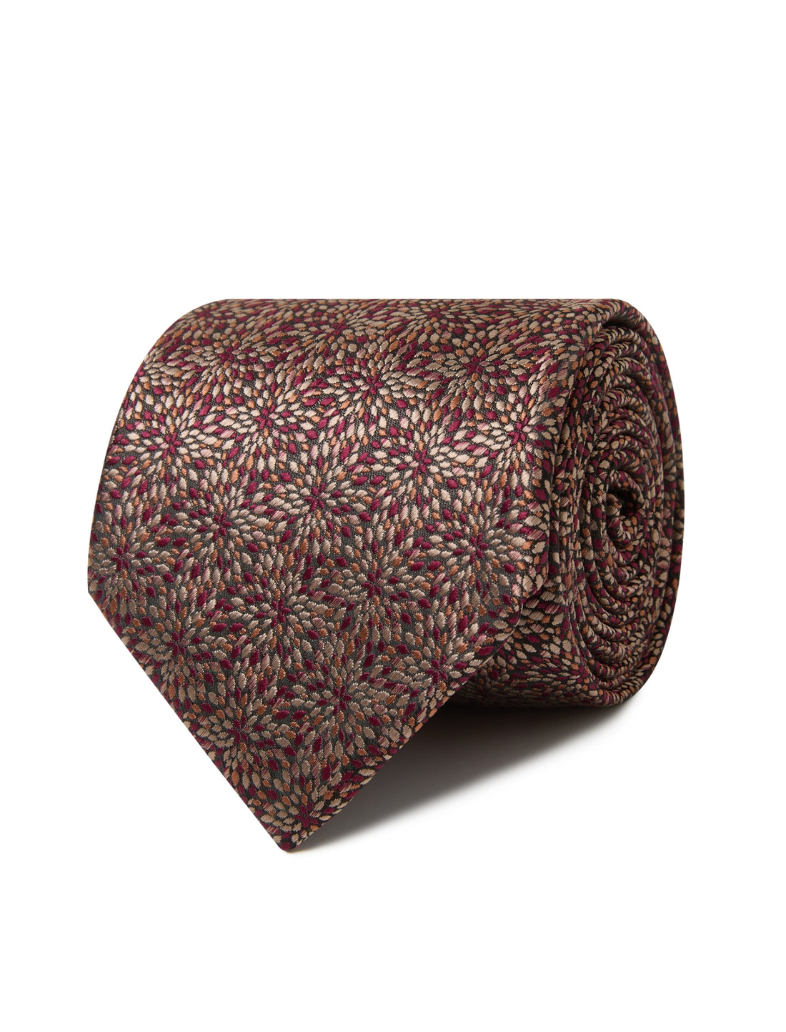 Autumn Mosaic Necktie - burgundy and tan pattern detail - OTAA