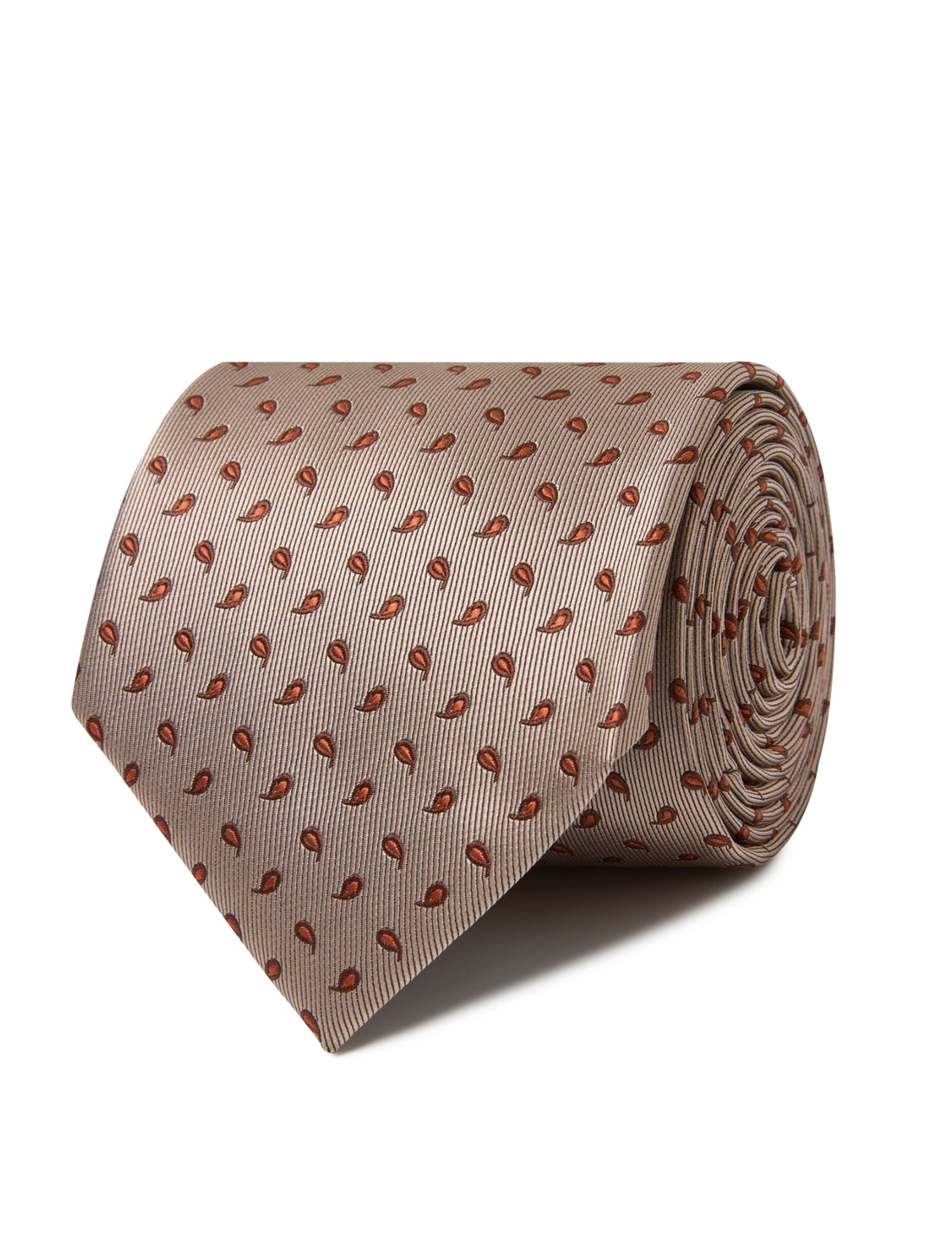 Caramel Paisley Necktie - light brown paisley detail - OTAA