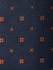 Navy Copperwood Necktie - knotted view, navy and copper floral - OTAA