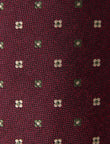 Hawthorne Claret Necktie - knotted view, burgundy floral - OTAA