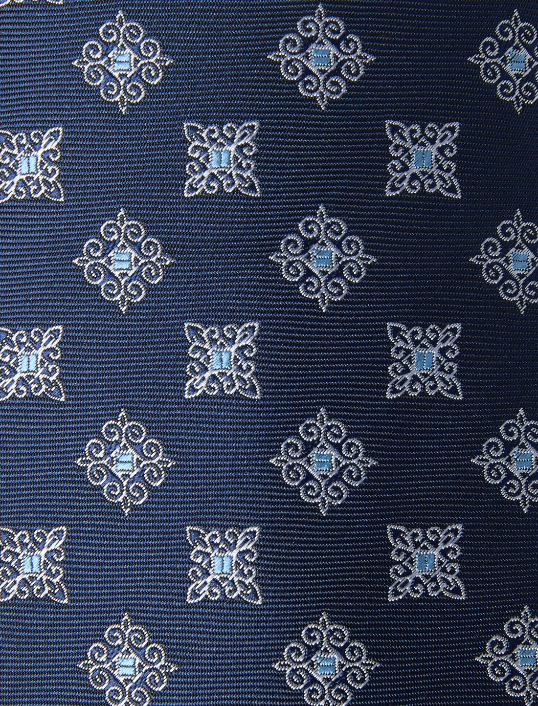 Harbour Blue Necktie - knotted view, blue floral - OTAA