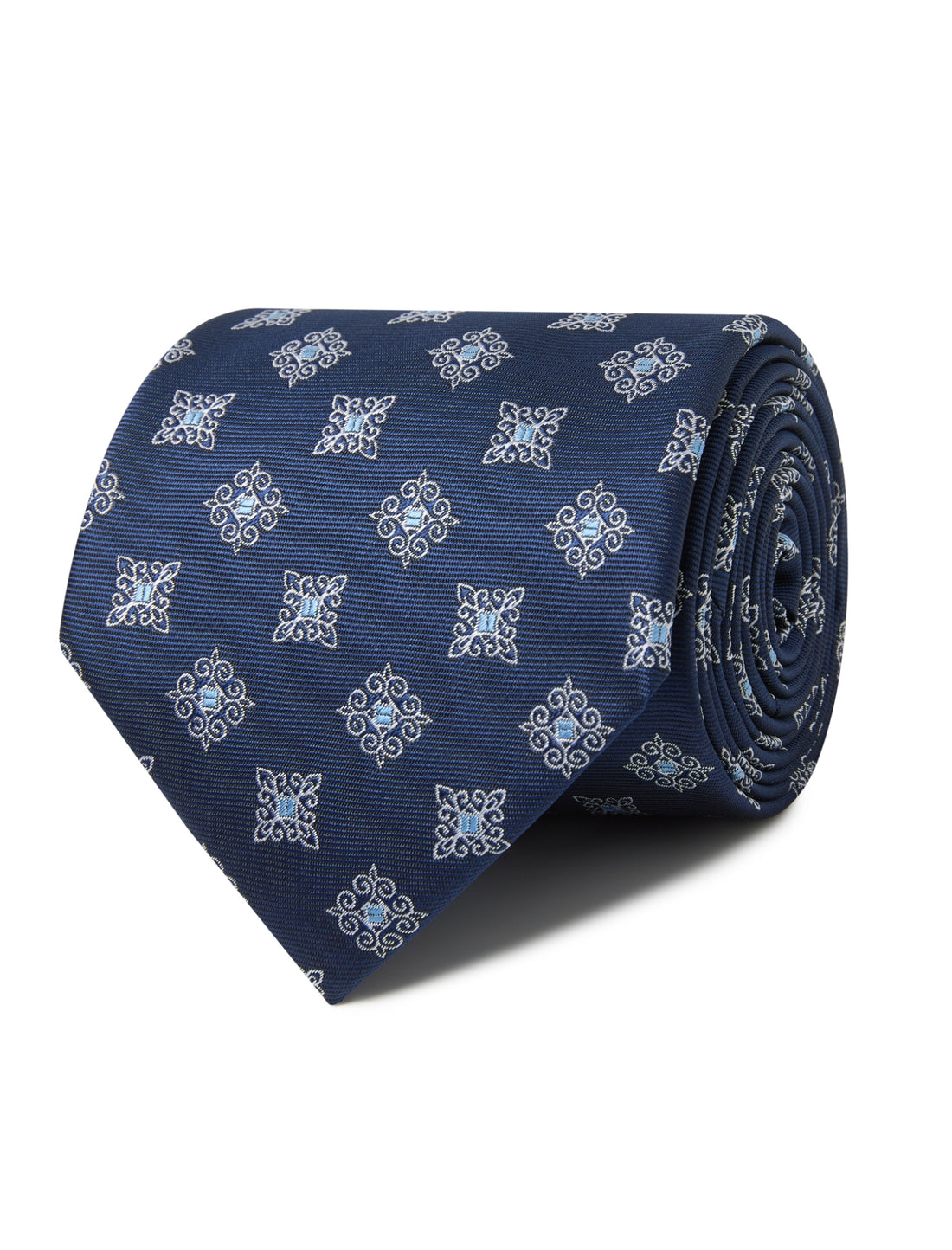 Harbour Blue Necktie - blue floral detail - OTAA