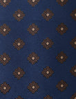 Leatherwood Crest Necktie - knotted view, brown floral - OTAA