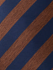 Carrington Copper Navy Stripe Necktie - knotted view, navy and copper stripe - OTAA