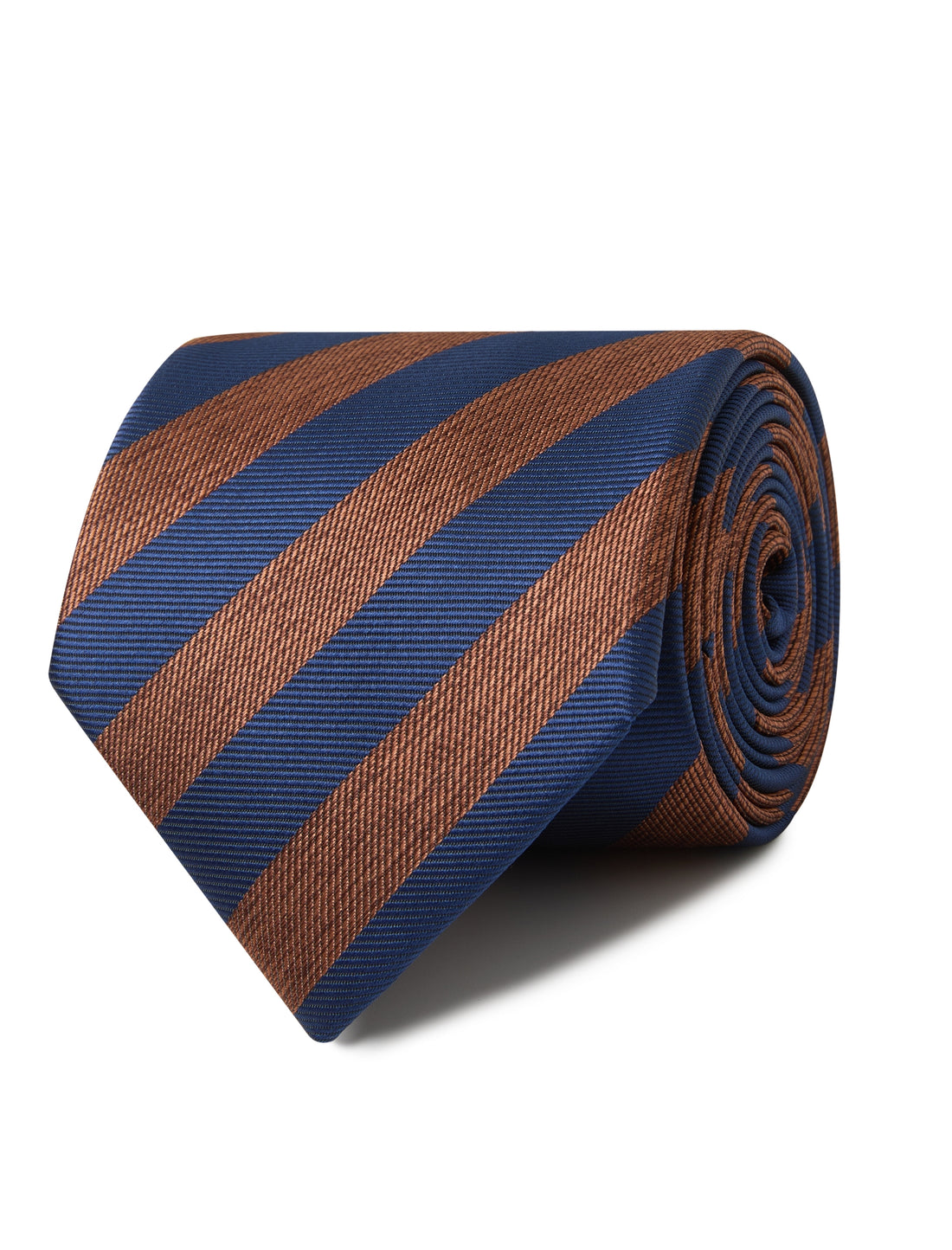 Carrington Copper Navy Stripe Necktie - navy and copper stripe detail - OTAA