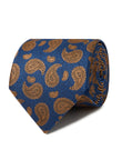 Amber Navy Foulard Necktie - navy and amber foulard detail - OTAA