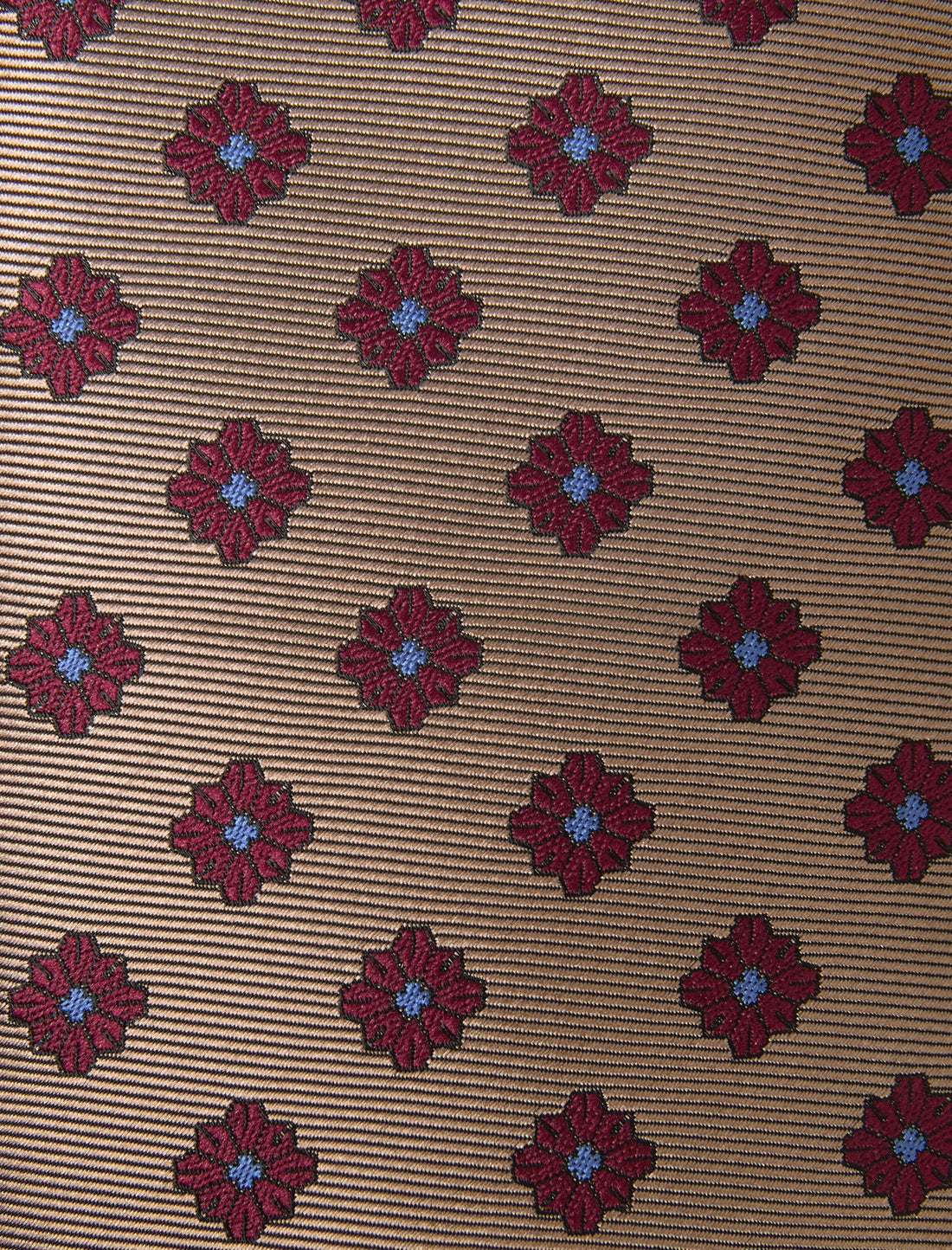 Foxfield Floral Necktie - knotted view, light brown floral - OTAA
