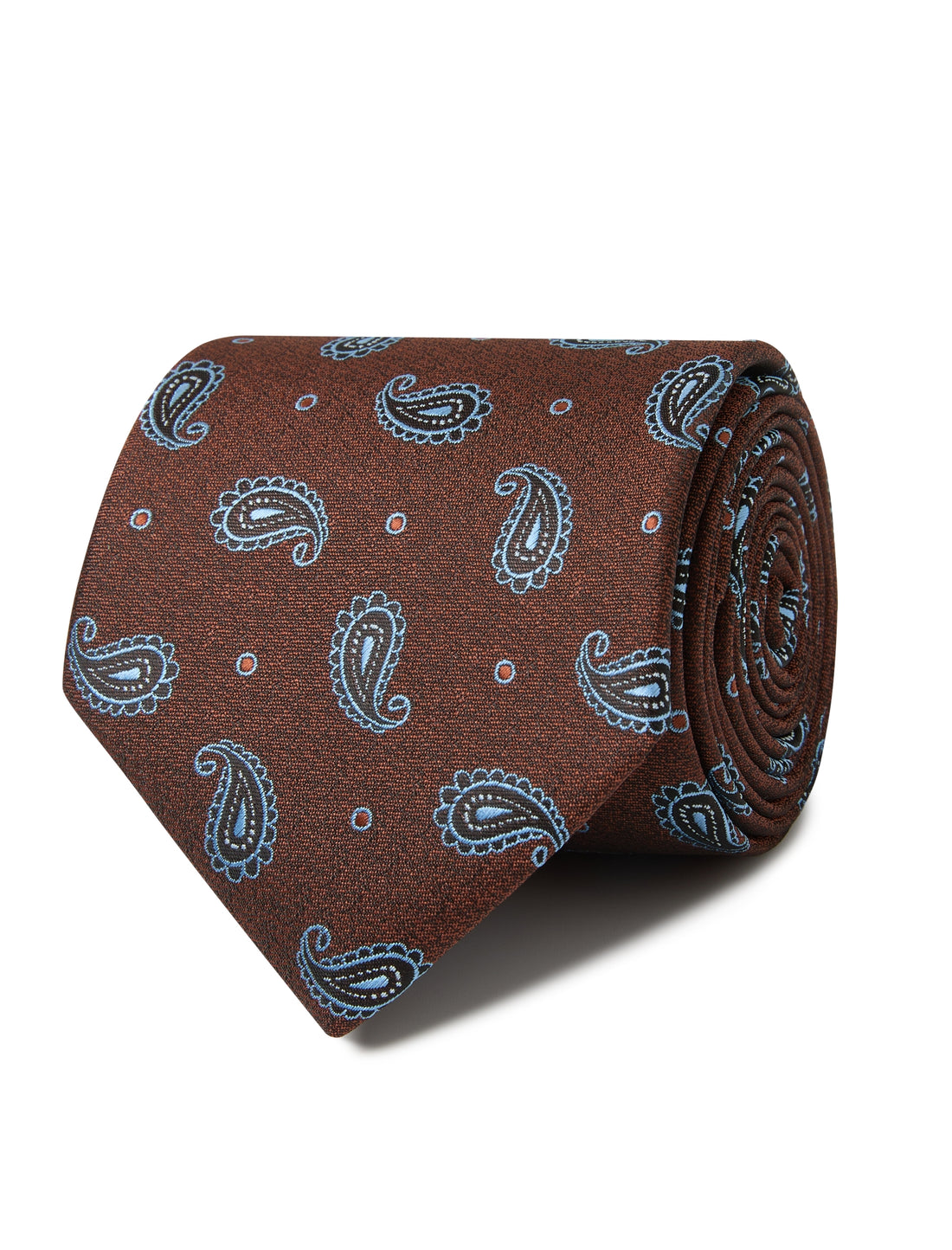 Cinder Paisley Necktie - brown and blue paisley detail - OTAA