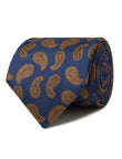 Saffron Navy Paisley Necktie - navy and yellow paisley detail - OTAA
