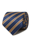 Belgrave Tannery Necktie - brown and navy stripe detail - OTAA