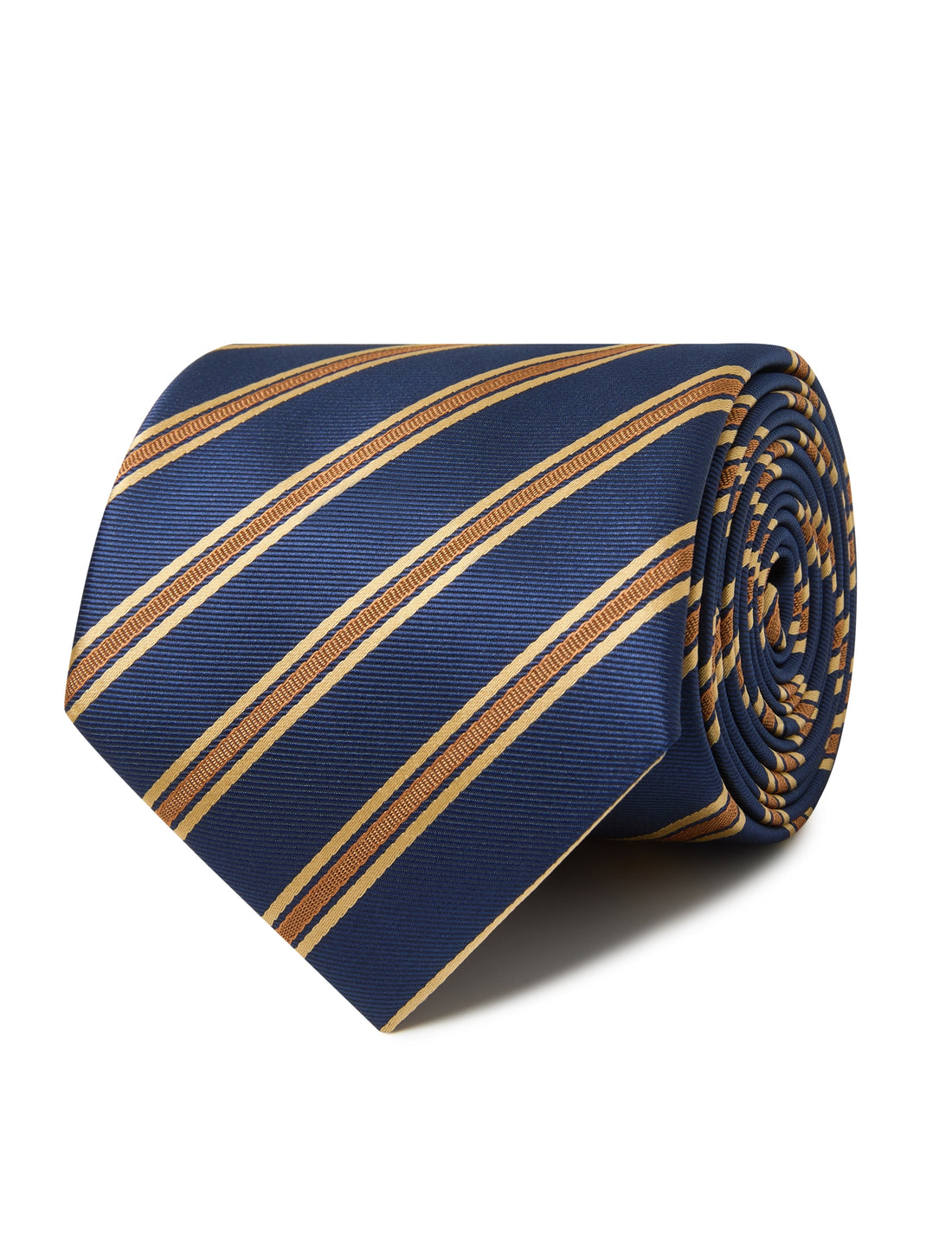 Belgrave Tannery Necktie - brown and navy stripe detail - OTAA