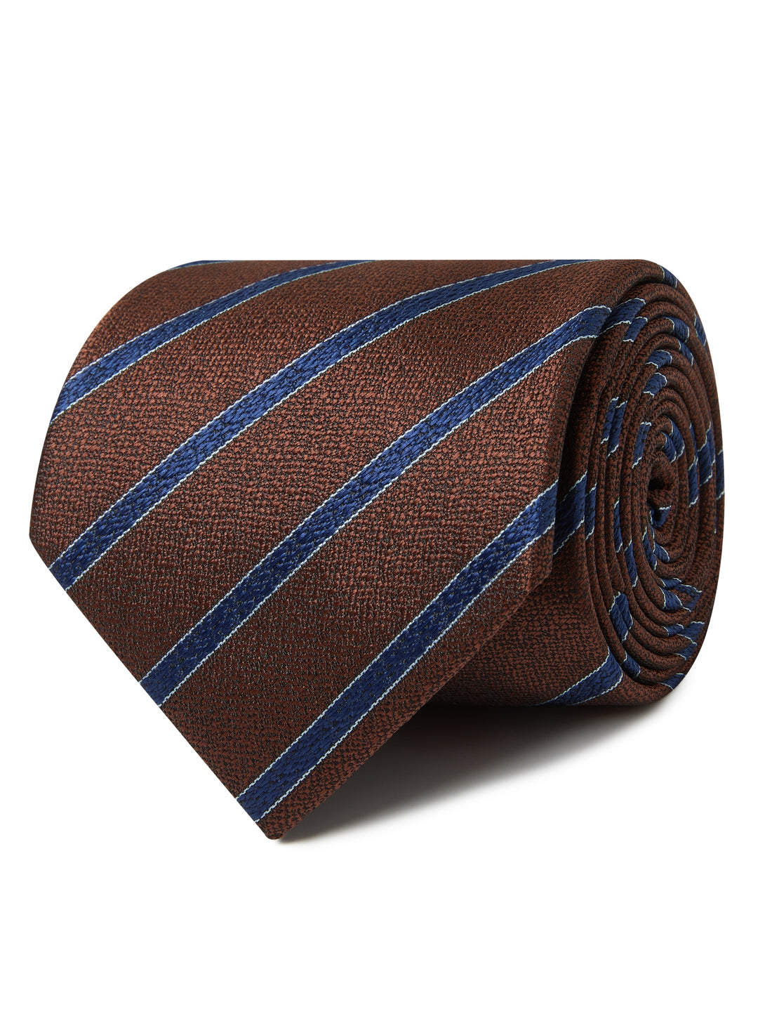 Mahogany Mariner Necktie - brown and navy stripe detail - OTAA