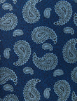 Chelsea Blue Teardrop Paisley Necktie - knotted view, navy paisley - OTAA