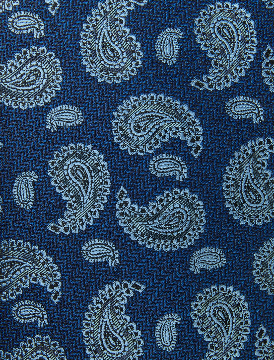 Chelsea Blue Teardrop Paisley Necktie - knotted view, navy paisley - OTAA