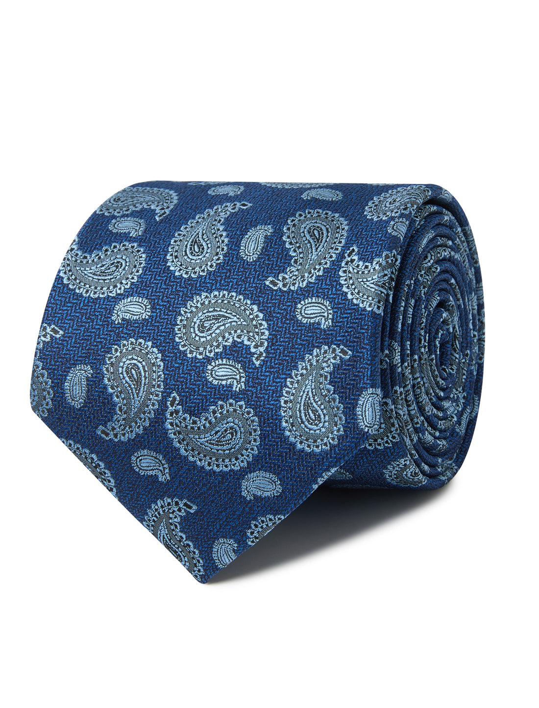 Chelsea Blue Teardrop Paisley Necktie - navy paisley detail - OTAA