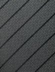 Statesman Stripe Necktie - knotted view, grey and navy stripe - OTAA