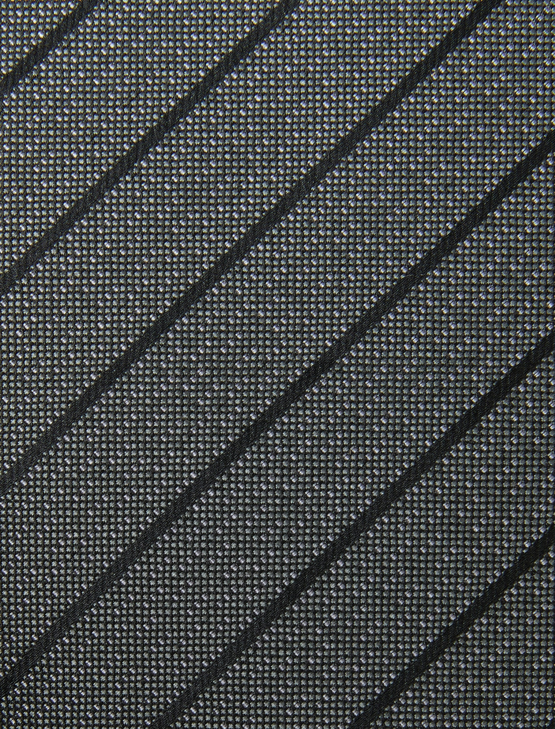 Statesman Stripe Necktie - knotted view, grey and navy stripe - OTAA