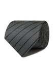 Statesman Stripe Necktie - grey and navy stripe detail - OTAA