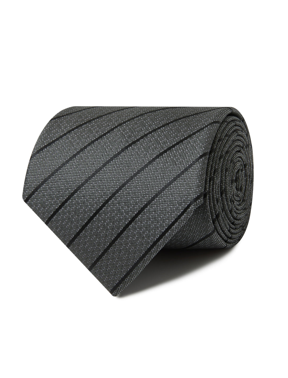 Statesman Stripe Necktie - grey and navy stripe detail - OTAA