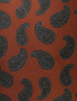 Redfield Grey Paisley Teardrop Necktie - knotted view, grey paisley - OTAA