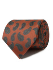 Redfield Grey Paisley Teardrop Necktie - grey paisley detail - OTAA