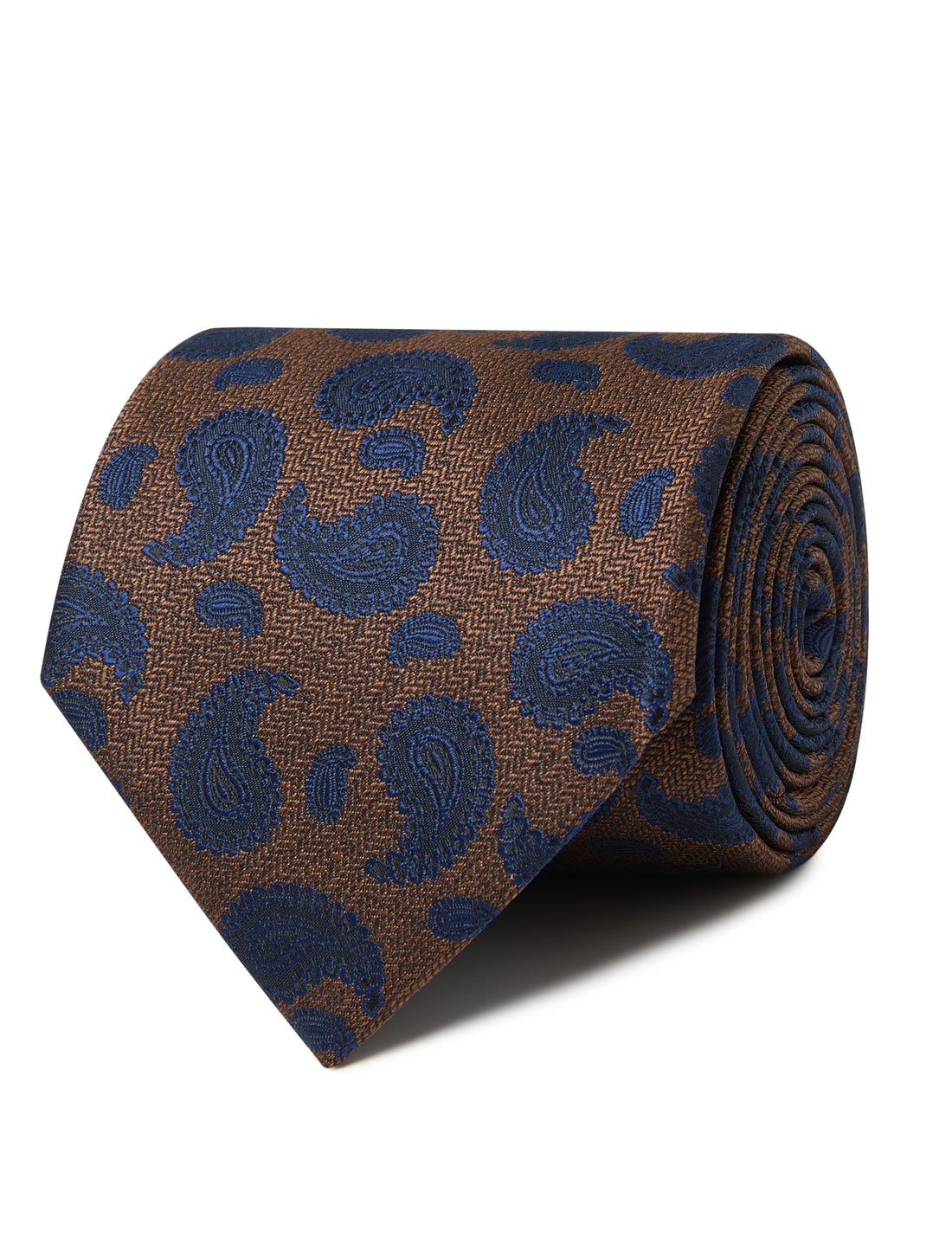 Coachhouse Hazel Paisley Necktie - brown paisley detail - OTAA