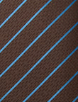 Cobalt Cocoa Stripe Necktie - knotted view, blue and brown stripe - OTAA