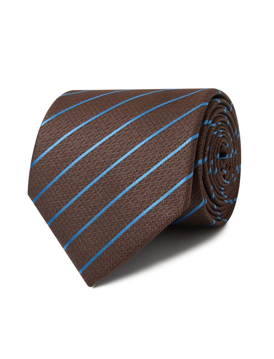 Cobalt Cocoa Stripe Necktie - blue and brown stripe detail - OTAA