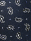 Navy Snowdrop Paisley Necktie - knotted view, navy and white paisley - OTAA