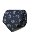 Navy Snowdrop Paisley Necktie - navy and white paisley detail - OTAA