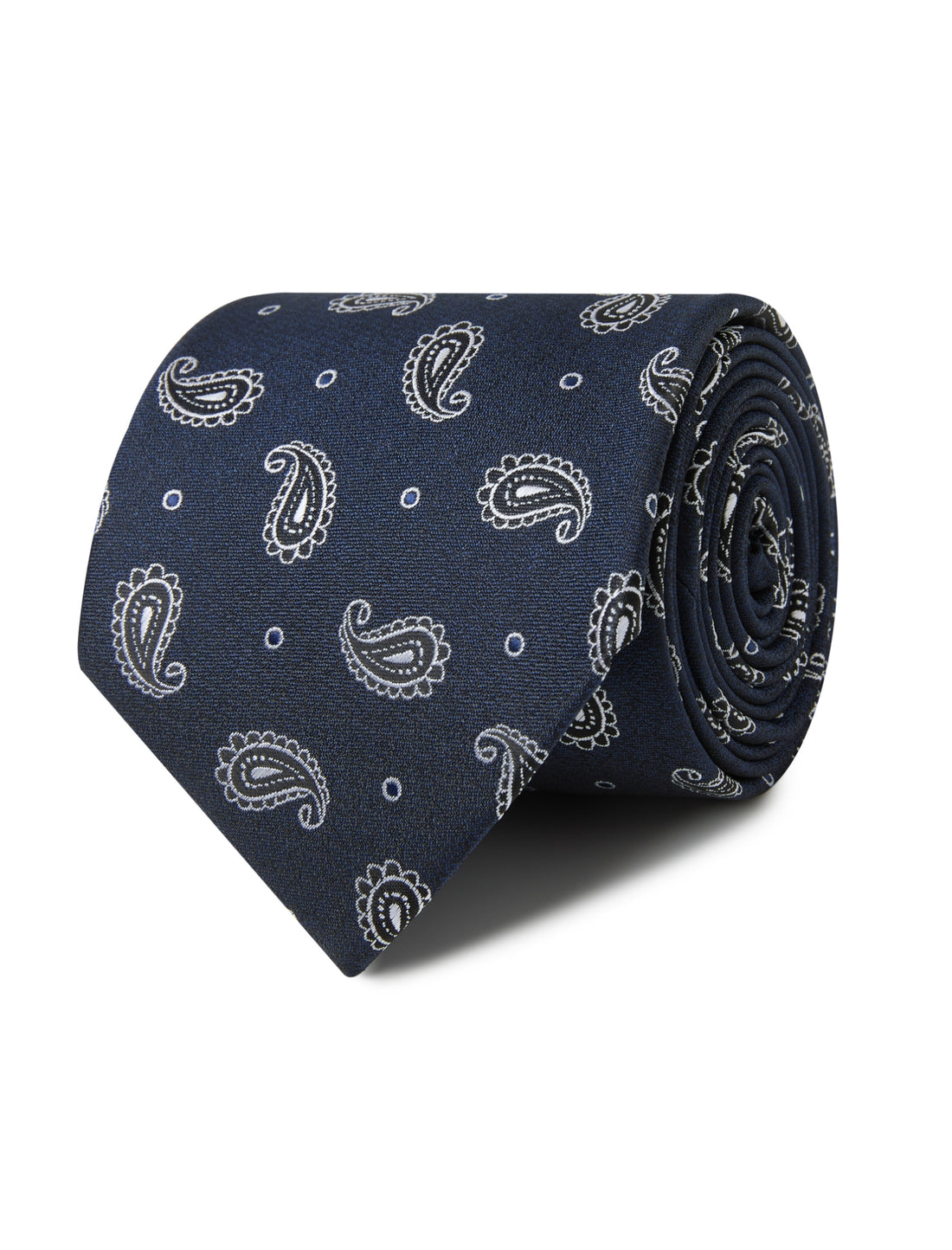 Navy Snowdrop Paisley Necktie - navy and white paisley detail - OTAA