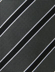 Steel Slate Stripe Necktie - knotted view, grey and navy stripe - OTAA