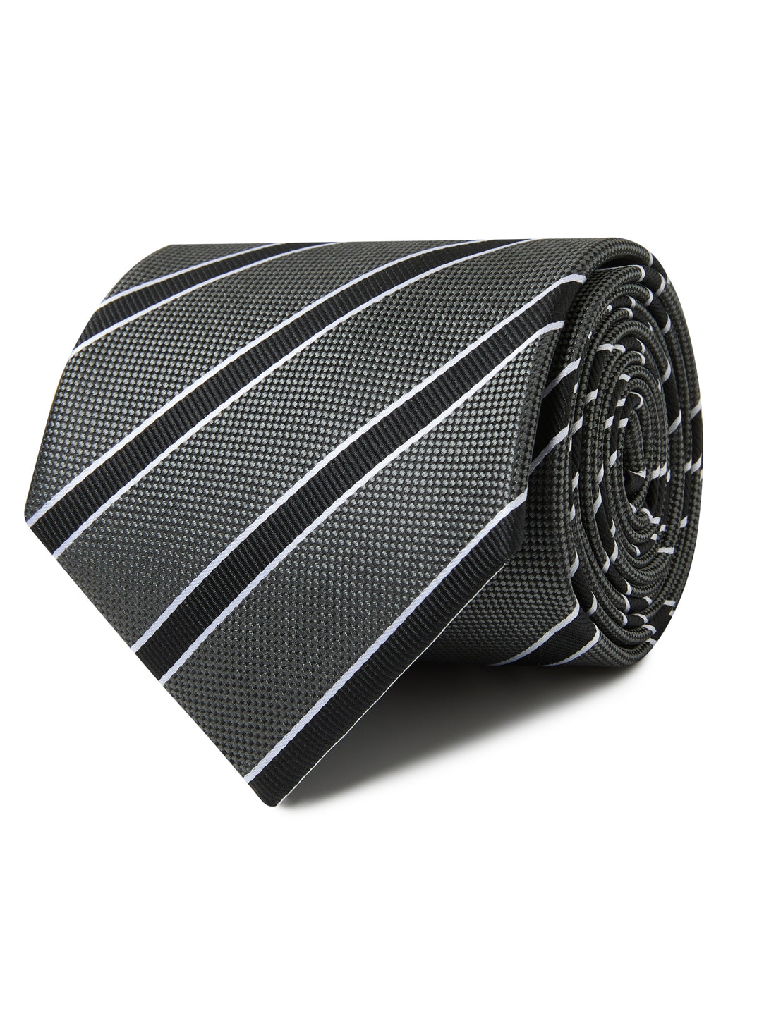 Steel Slate Stripe Necktie - grey and navy stripe detail - OTAA