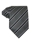 Steel Slate Stripe Necktie - steel grey and navy stripe tie, 100% microfiber - OTAA