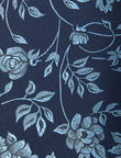 Trellis Bloom Necktie - knotted view, blue floral - OTAA
