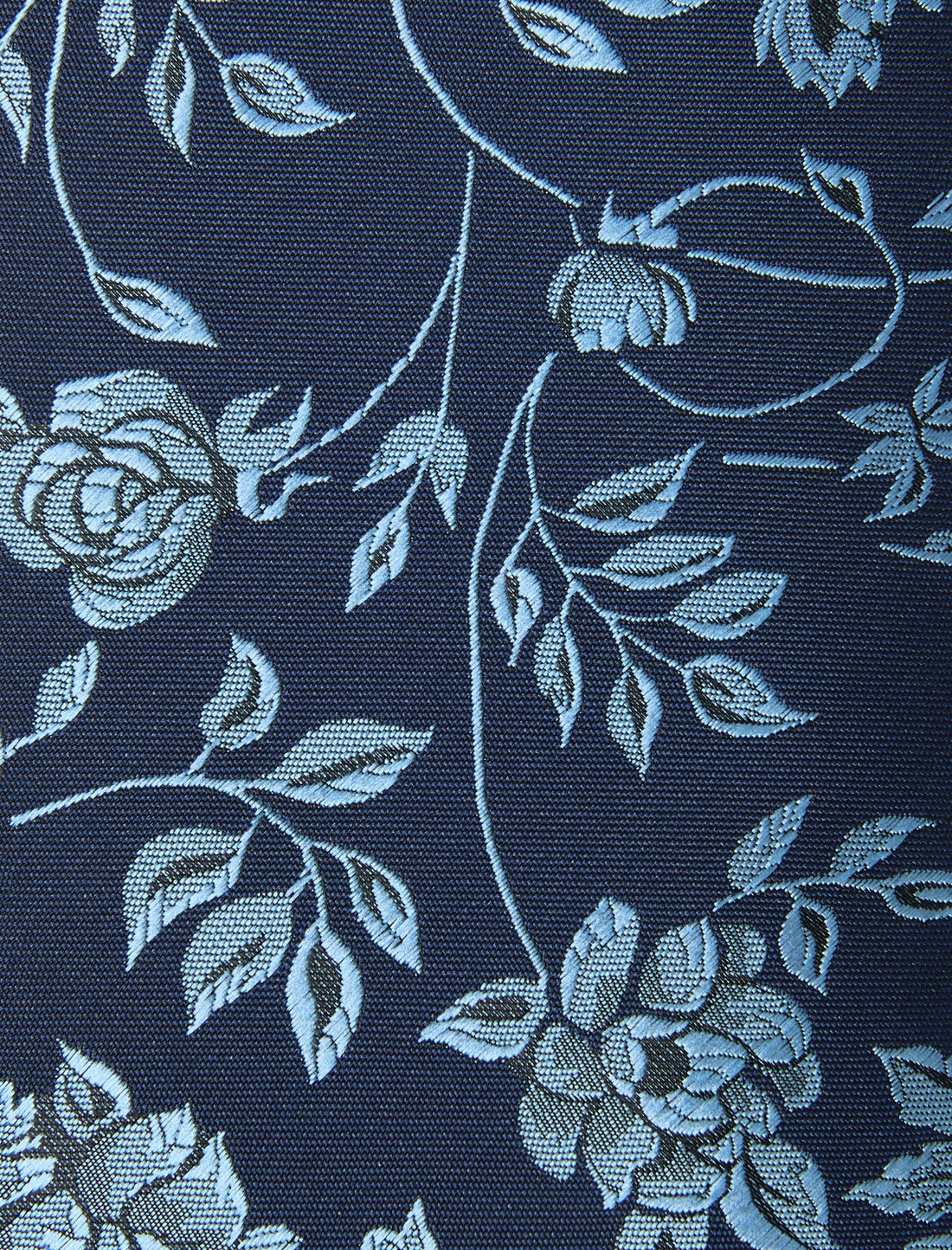 Trellis Bloom Necktie - knotted view, blue floral - OTAA