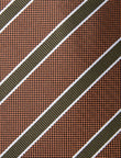 Cinnamon Moccacino Stripe Necktie - knotted view, brown and green stripe - OTAA