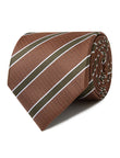 Cinnamon Moccacino Stripe Necktie - brown and green stripe detail - OTAA