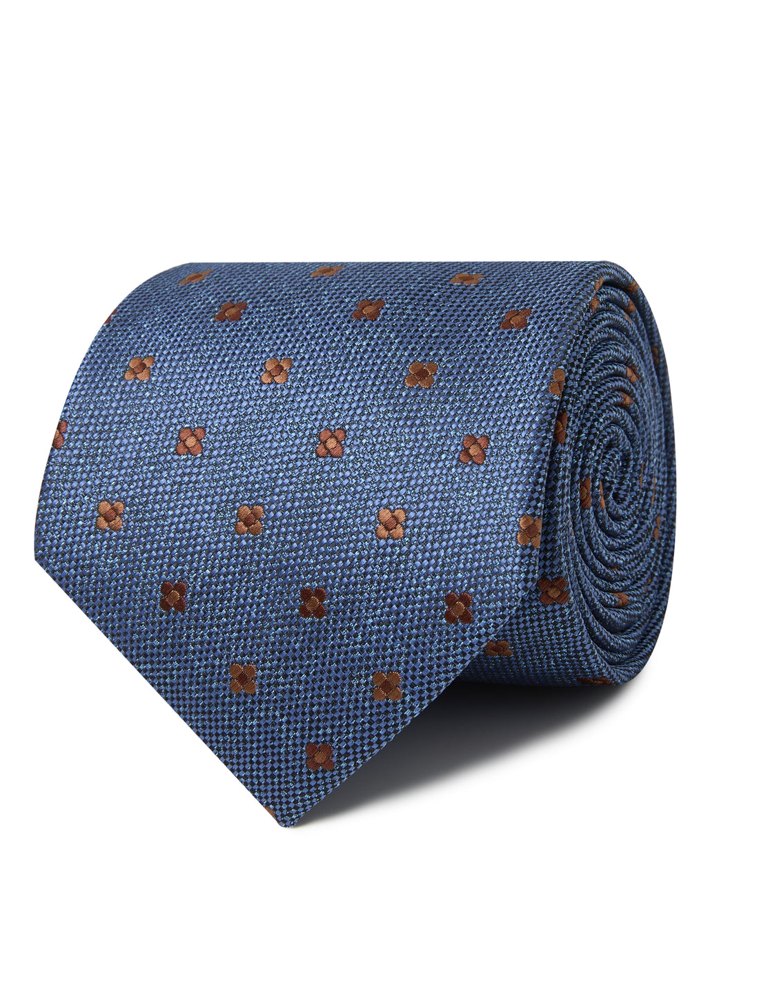 Anchorage Bluestone Necktie - blue and copper floral detail - OTAA