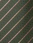 Olive Highland Stripe Necktie - knotted view, olive and brown stripe - OTAA