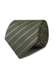 Olive Highland Stripe Necktie - olive and brown stripe detail - OTAA