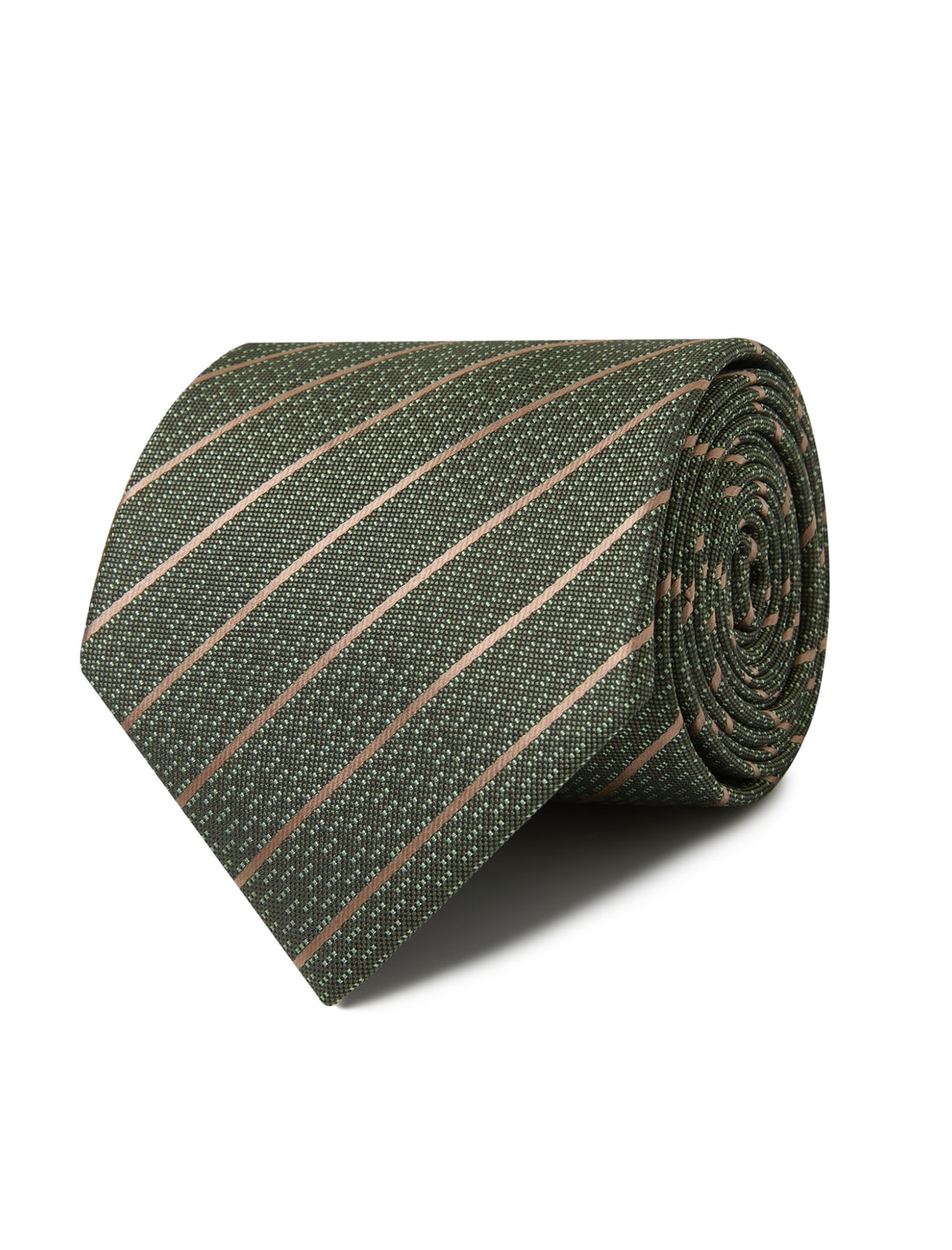 Olive Highland Stripe Necktie - olive and brown stripe detail - OTAA