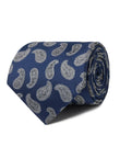 White Teardrop Paisley Navy Necktie - navy and white paisley detail - OTAA