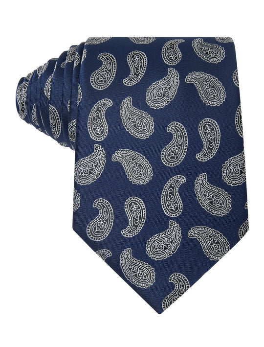 White Teardrop Paisley Navy Necktie