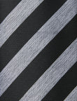 Jet Black and Steel Stripe Necktie - knotted view, black and grey stripe - OTAA