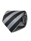 Jet Black and Steel Stripe Necktie - black and grey stripe detail - OTAA